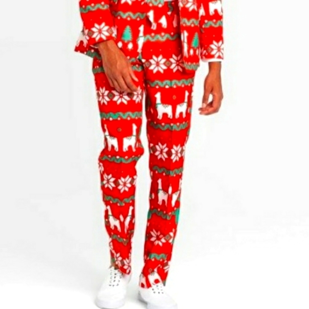 Tipsy Elves Red Llama, Snowflake & Christmas Tree Print Holiday Pants Size XXL
